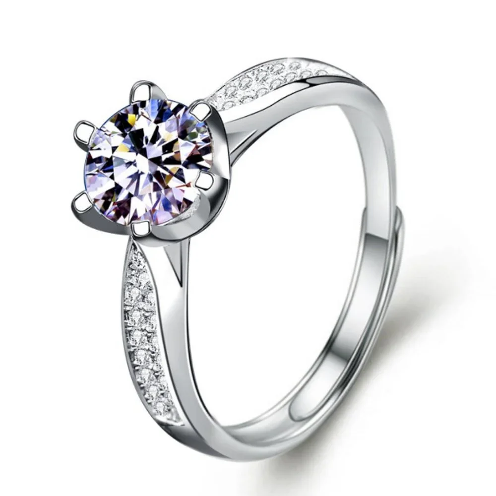 Certified 2ct. t.w. Diamond Moissanite Solitaire Engagement Ring NEW J - Picture 5 of 8